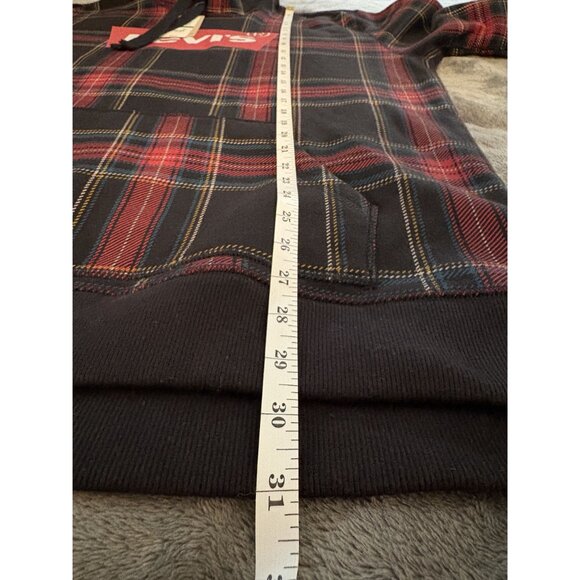 NWT Levi's Men's Logo Plaid Hoodie Sweatshirt Size L Red & Black Casual - Picture 9 of 9